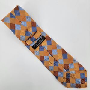 Jos A Bank Mens Gold Copper Blue Diamonds 100% Silk Made it Italy Necktie 60x3.5